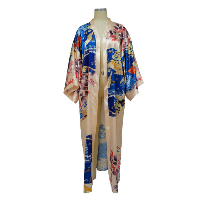 Ethnic Clothing African Dresses For Women Oversized Kaftan Elegant Satin Long Sleeve Cardigan Dress Casual Loose Summer Beach Wear Robe Femme 230510