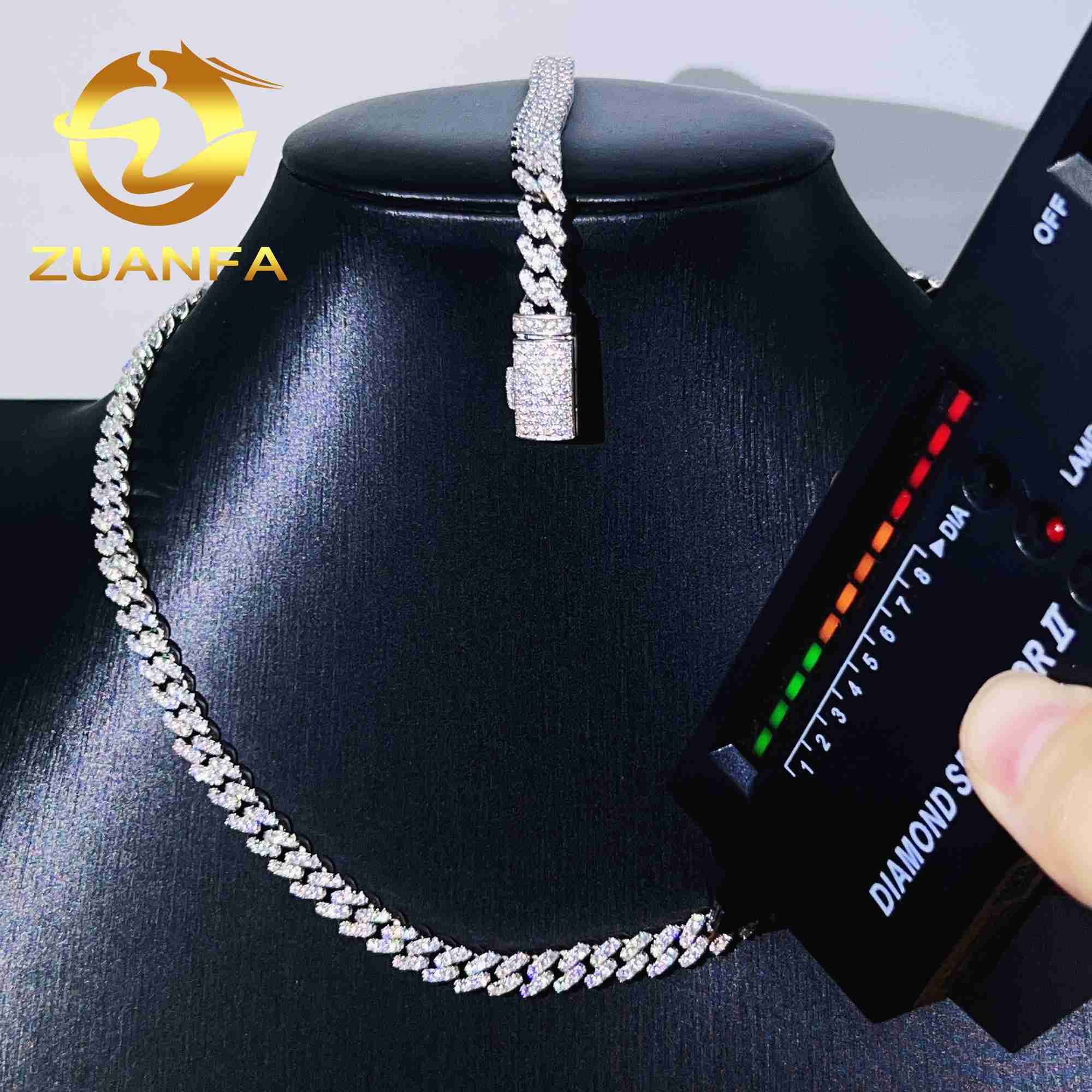 Hot Selg 6mm 8mm 10mm Pass Tester Sterg Sier Hip Hop Iced Out Vvs Moissanite Dia Cuban k Chain
