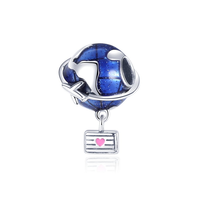 925 Sterling Silver Charm Is Suitable For Primitive Earth Plane Handwriting Postcards Hanging Charm Pearl DIY Making Bracelet Free Delivery