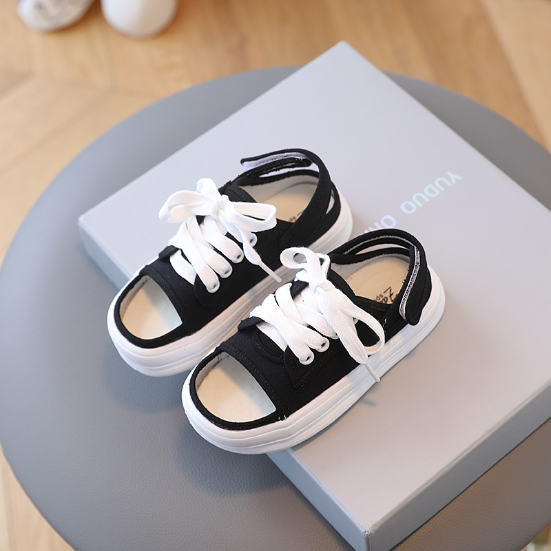 Slipper Sepatu Kanvas Anak anak Musim Panas Sandal Bayi Sol Lembut Perempuan Cetak Kisi Laki laki Pelindung Kaki Antilembap 230510