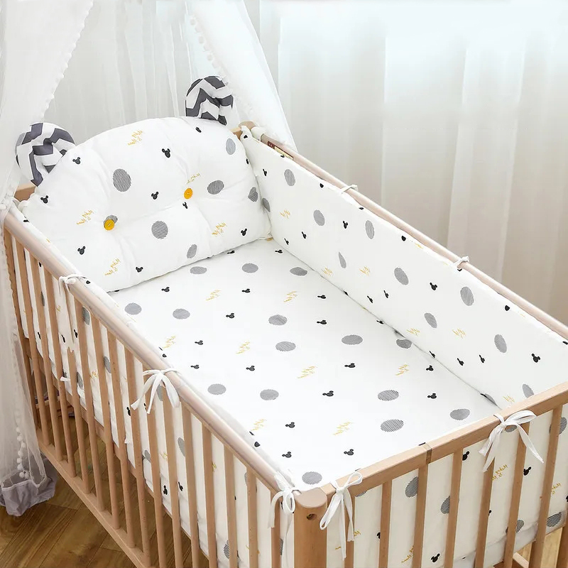 Bedding Sets 5 Pcs/set Cartoon Crib Surround Sheet Back Cushion Children's Bedding Set Four-sided Bed Surround Anti-collision Crib Surround 23051