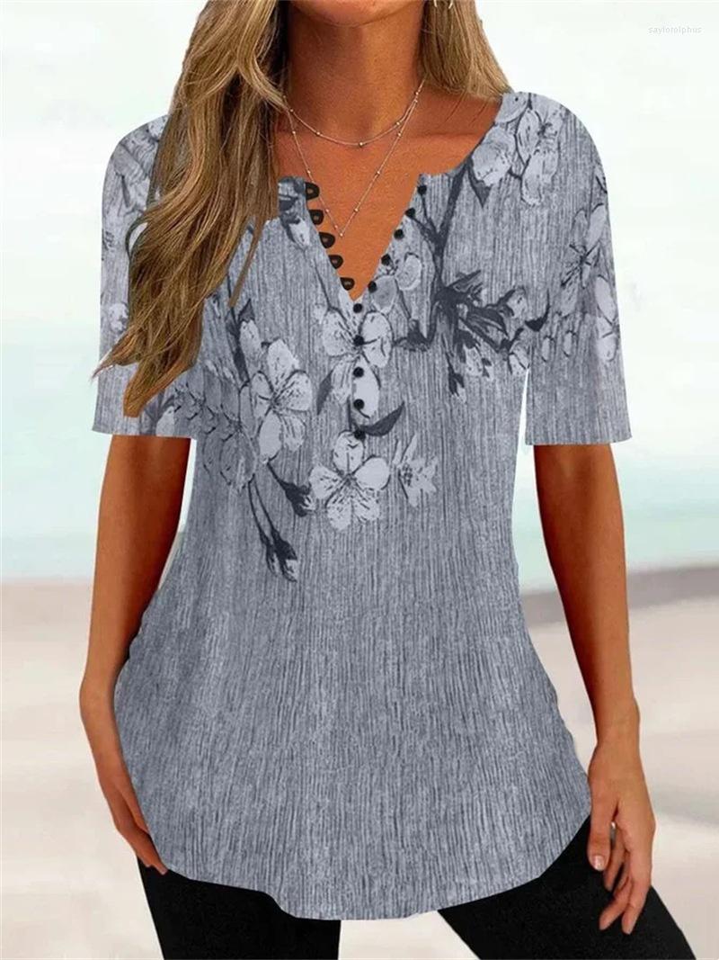 Women' Blouses Vintage Plant Flowers Print Shirt Female Elegant Loose V Neck Button Splicing Short Sleeve Blouse Women Casual Commuter Tops, Gray
Women' Blouses Vintage Plant Flowers Print Shirt Female Elegant Loose V Neck Button Splicing Short Sleeve Blouse Women Casual Commuter Tops, Gray