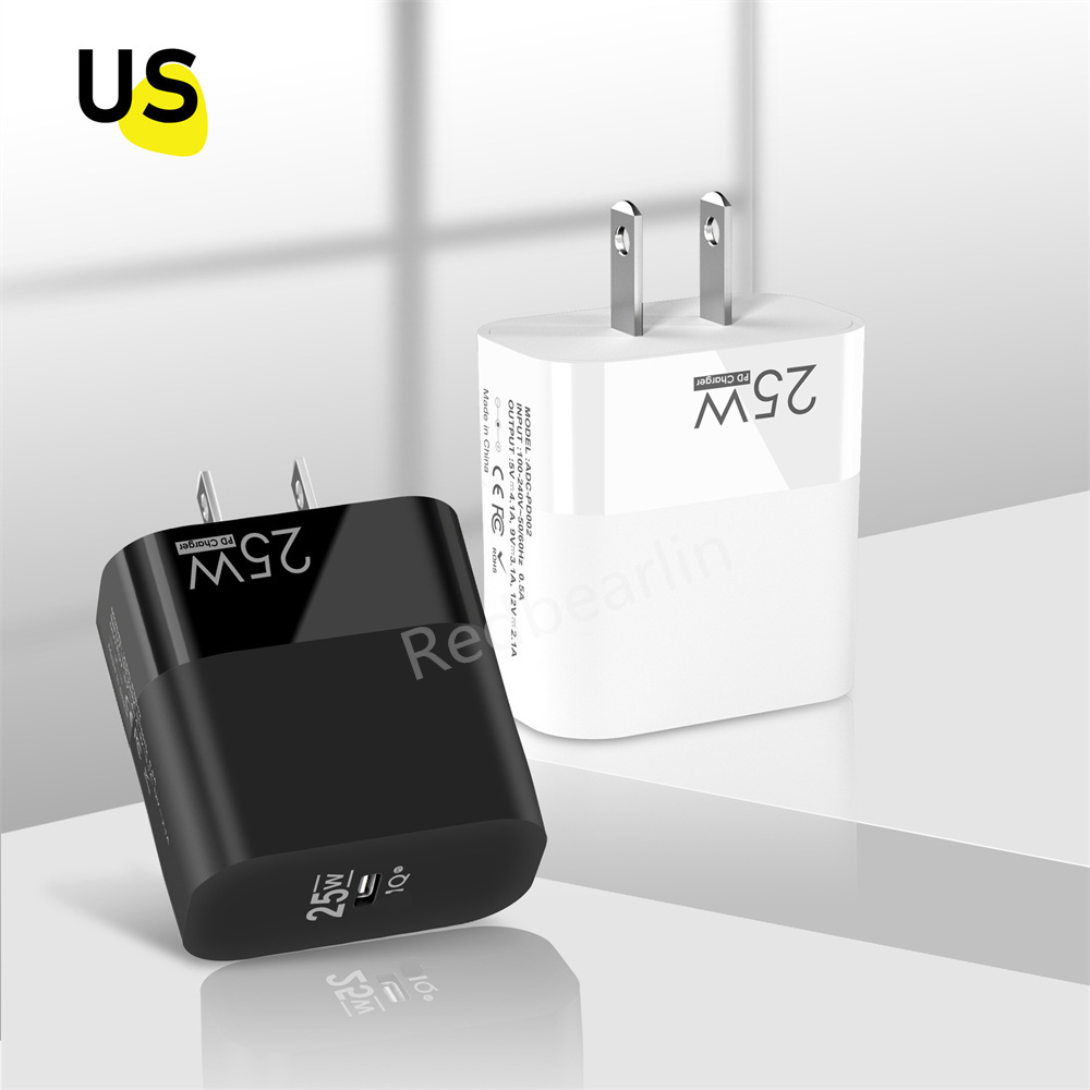 Fast Quick Phone Chargers 25W PD Type c Eu US AC Home Travel USB C Wall Charger Power Adapters For IPhone 12 13 14 15 Pro Max Samsung Htc Android phon