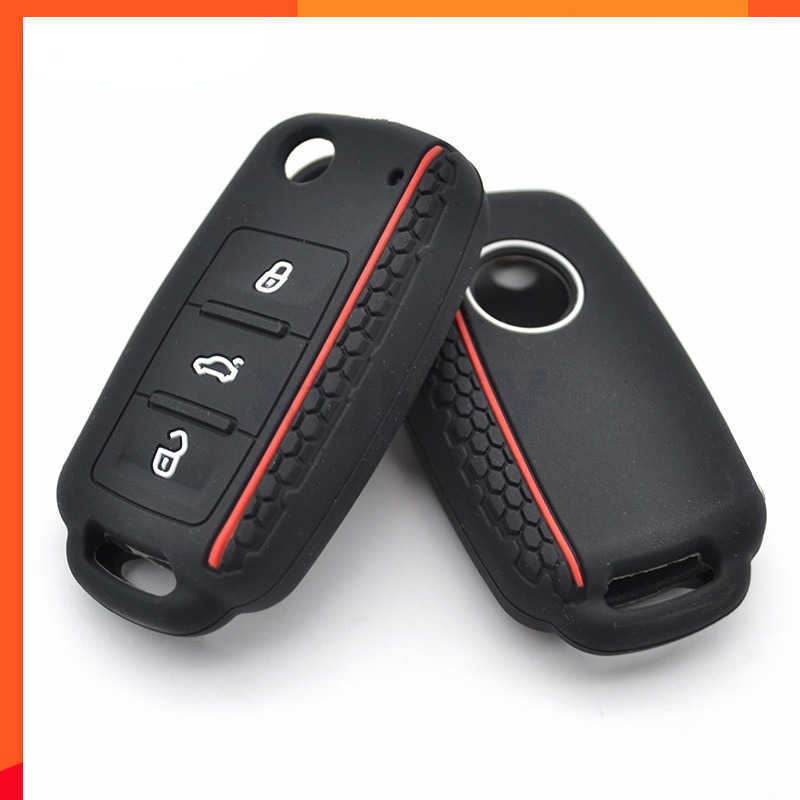 

Silicone Car Key Case for VW POLO Bora Beetle Tiguan Passat Golf Jetta Eos for SKODA Fabia Octavia Remote Fob Shell Cover