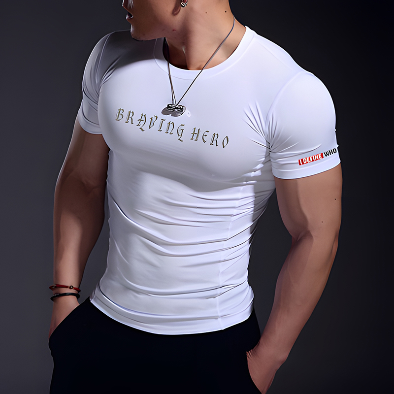 Men's T-Shirts Brief Men's Summer Casual Comfortable Tight-Fitting Sports Gym Sportswear Quick-Drying Breathable Shirt Oversized T- Shirt 23