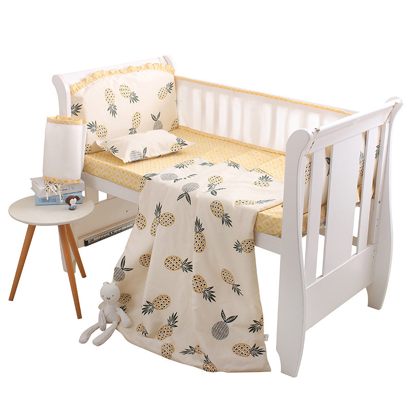 Bedding Sets 5pcs/set Summer Baby Bedding Set born Crib Around Protector Bumper Cushion Infant Cot Bed Fence Set Breathable Baby Sheet 230510
