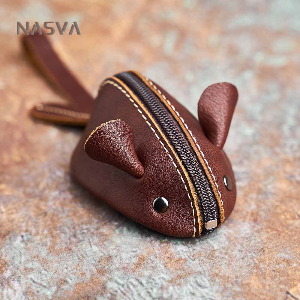 Evening Bags NASVA Genuine Leather Big Coin Purse Creative Lovely Rat Zipper Key Case Men Women Portable Wallets Children's 230509