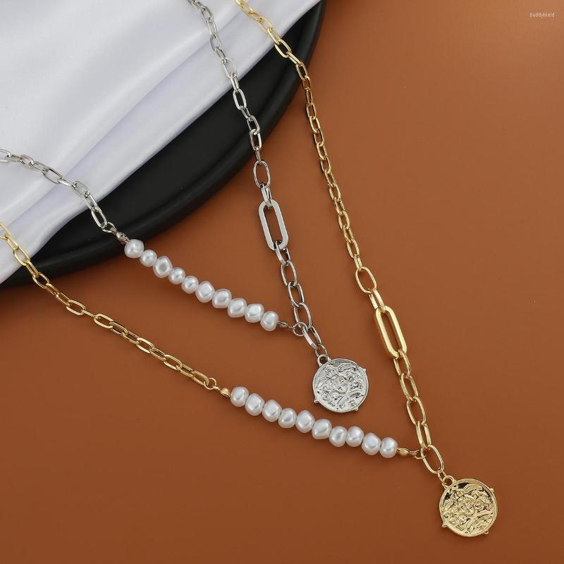 Chains Lifefontier Vintage Coin Pendant Necklace For Women Gold Silver Color Metal Chain Irregular Pearl Jewelry Accessories
Chains Lifefontier Vintage Coin Pendant Necklace For Women Gold Silver Color Metal Chain Irregular Pearl Jewelry Accessories