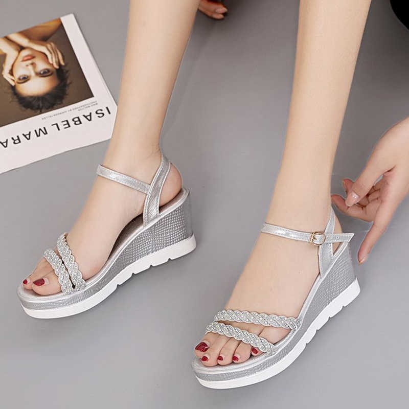 Sandals Sandalias Mujer 2023 Sandals Platform Women Ankle Strap Shoes Women Fashion High Heels Wedges Dress Party Shoes Open Toe Shoes AA230509