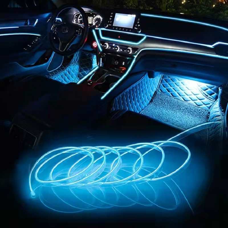 New 1M/3M/5M Car Interior Led Decorative Lamp EL Wiring Neon Strip For Auto DIY Flexible Ambient Light USB Party Atmosphere Diode