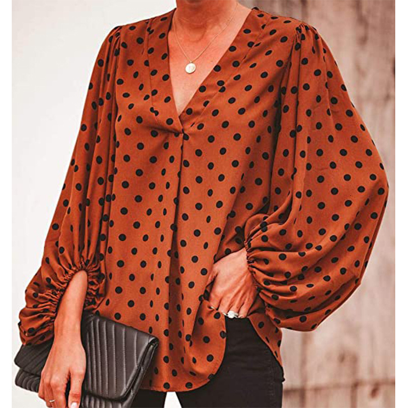 Women's Blouses Shirt Leopard Print Blouse Lady Loose Vneck Long Lantern Sleeve Plus Size Tops AM2258 230510