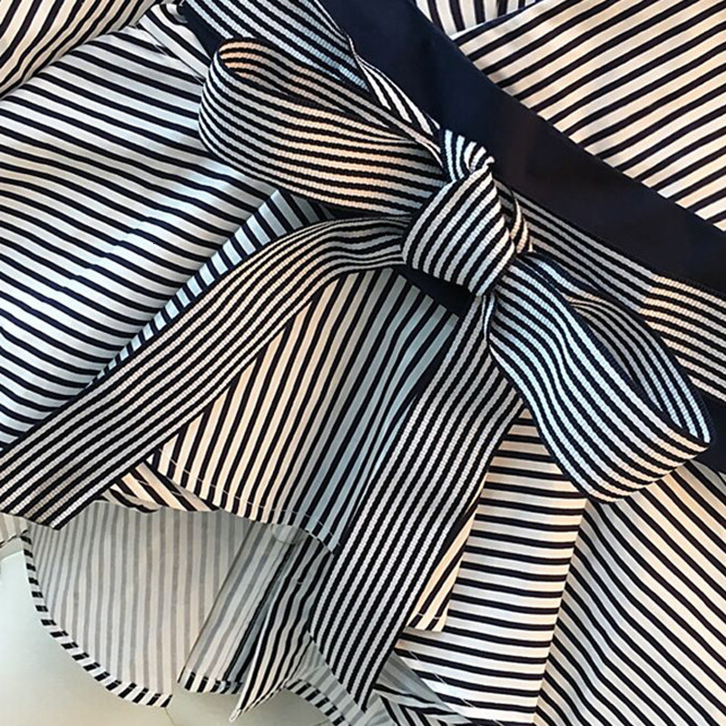 Women's Blouses Shirts Lantern Sleeve Blouse Shirt Women Fashion Korean Spring Bow Vneck Striped Top Elegant Ladies Tops Female Clothing Vestidos