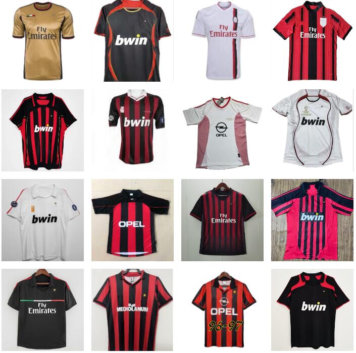 Retro Ac MilanS soccer jerseyS 1991 1992 1996 1997 2002 2003 2005 2006 09 10 BAGGIO RONALDO SHEVCHENKO WEAH KAKA MALDINI INZAGHI PIRLO football shirt