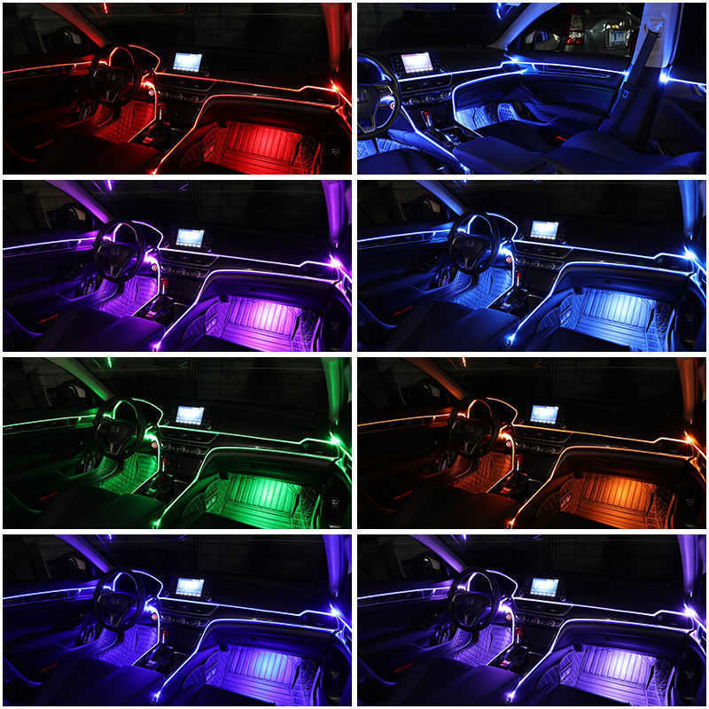 New New New Car LED Interior Atmosphere Lights Universal RGB Ambient Light Optic Fiber APP Music Control Auto Decorative Neon Lamp