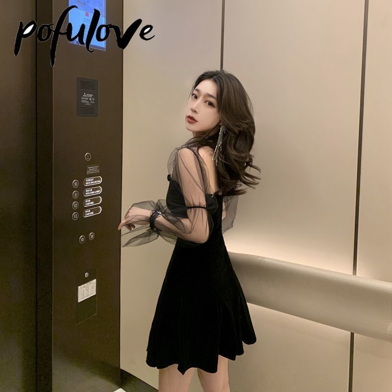 Casual Dresses Gaun Y2k Rok Mini Wanita Hitam Gaya Seksi Atasan Tabung Berlipat Tulle Lengan Panjang Bahu Terbuka Prom Pendek Musim Panas Gotik 230510