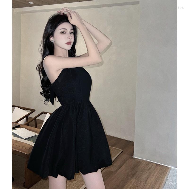Casual Dresses Dress Pure Girl With Lining Halter Spaghetti Straps Womens Waist Slimming Temperament A- Line Short Skirt