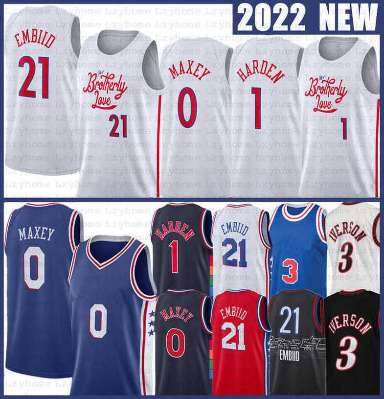 James Harden Tyrese Maxey Joel Embiid Basketball Jersey Allen Iverson Julius Erving Sixer Matisse Thybulle 2022 23 City White Edition Retro Shirt
