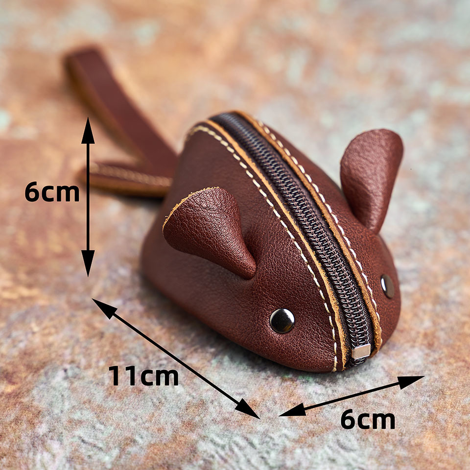Evening Bags NASVA Genuine Leather Big Coin Purse Creative Lovely Rat Zipper Key Case Men Women Portable Wallets Children's 230509