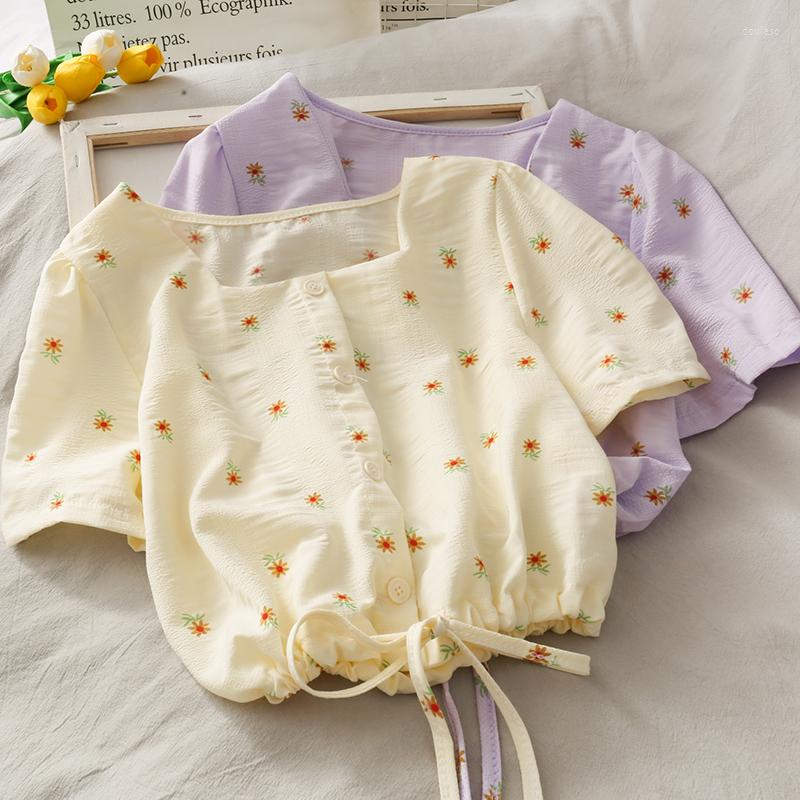 Women's Blouses Women Short Blouse Female Textured Cotton Crop Daisy Flower Print Square Neck Buttons Front Drawstring Waist Sweet Tops, Green
Women's Blouses Women Short Blouse Female Textured Cotton Crop Daisy Flower Print Square Neck Buttons Front Drawstring Waist Sweet Tops, Green