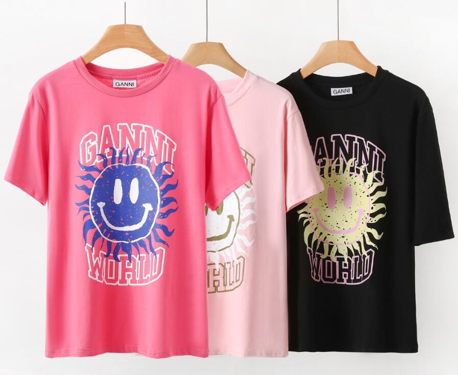 designer t shirt summer short sleeve Sun smile print ganni women tshirt top tee
designer t shirt summer short sleeve Sun smile print ganni women tshirt top tee