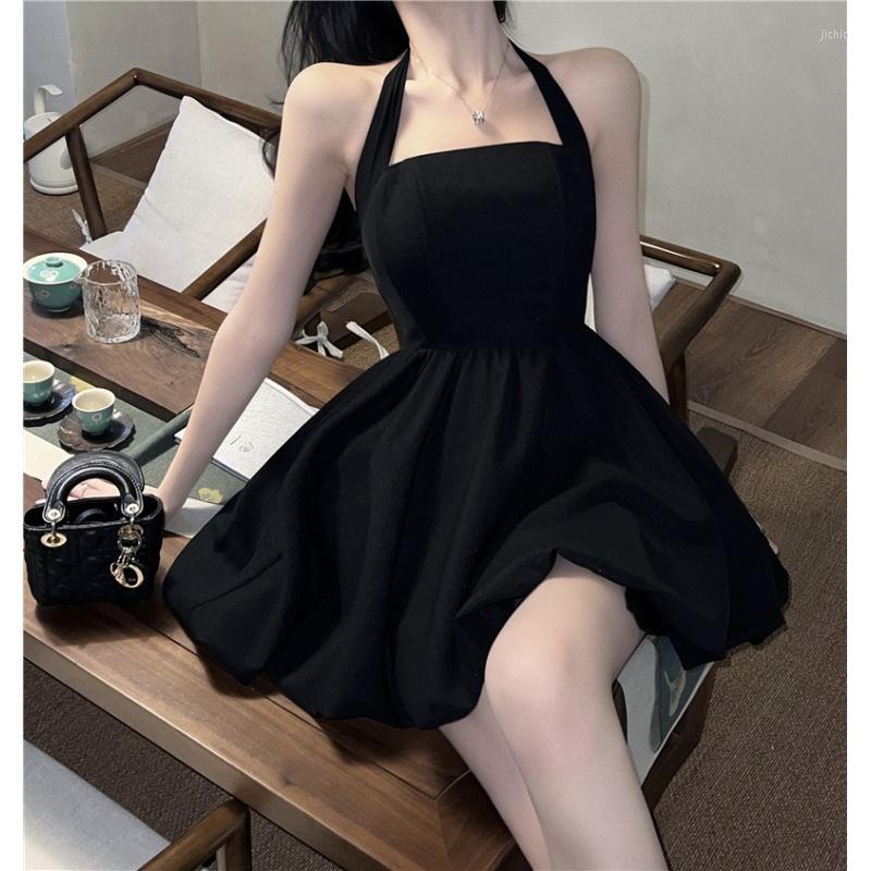Casual Dresses Dress Pure Girl With Lining Halter Spaghetti Straps Womens Waist Slimming Temperament A- Line Short Skirt