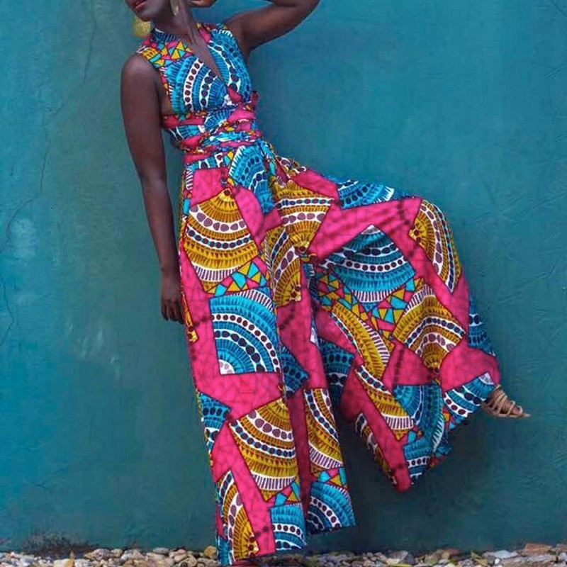 Ethnic Clothing African Clothes Jumpsuit MultiWear Style Wide Leg Pant Dashiki for Women Fashion Ladies Robe 230510