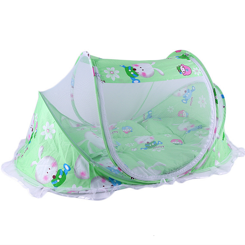 Crib Netting 0-24 Months Baby Infant Bedding Mesh Crib Netting Folding Baby Mosquito Nets with Mattress Pillow Music Bag or Cool Mat Pillow 230510