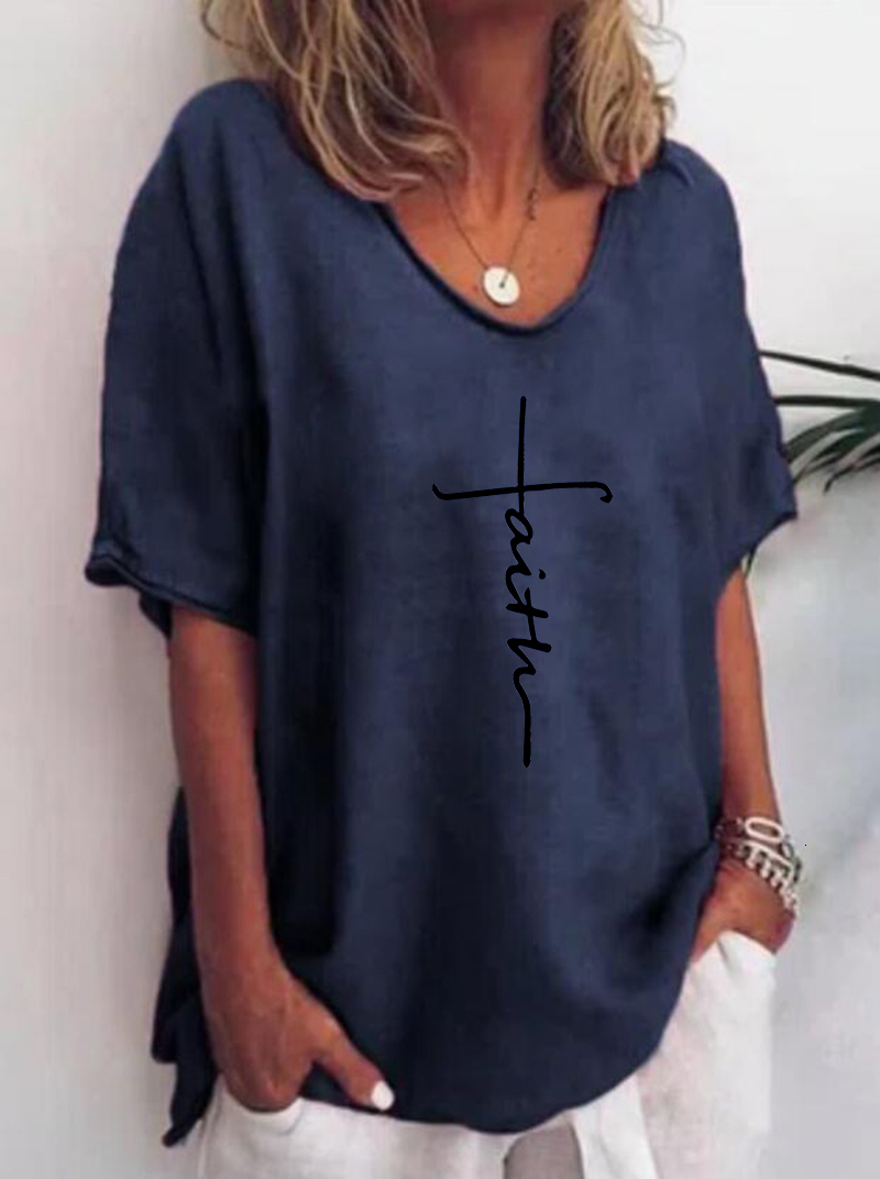 Women's TShirt Womens Cotton Linen Floral Young Ladies Casual Summer VNeck Medium Strecth Short Sleeve Tops For 2023 230510
