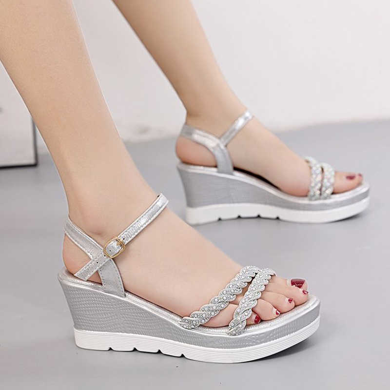 Sandals Sandalias Mujer 2023 Sandals Platform Women Ankle Strap Shoes Women Fashion High Heels Wedges Dress Party Shoes Open Toe Shoes AA230509