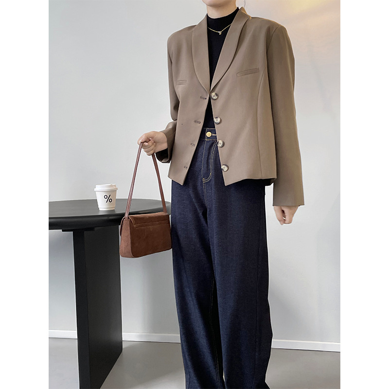 Women's High Waist Dark Blue Bright Line Straight Jeans Thin Wide Leg Denim Pants 230510 Z260314