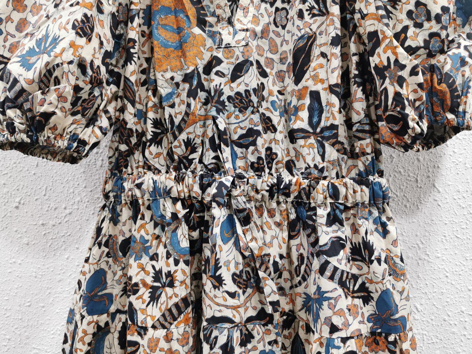 Casual Dresses Wanita Lengan Gelembung Bunga Motif Midi Gaun 230510
