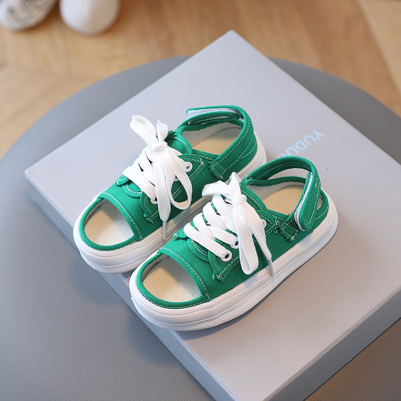 Slipper Sepatu Kanvas Anak anak Musim Panas Sandal Bayi Sol Lembut Perempuan Cetak Kisi Laki laki Pelindung Kaki Antilembap 230510