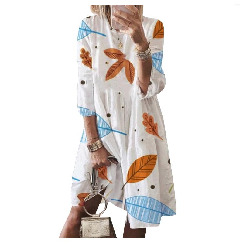 Party Dresses Pine Leaf Print Dress 3/4 Sleeve High Waist A-line Skirt Round Neck Flowy Casual Mid-length 2023 Summer Women, Blue
Party Dresses Pine Leaf Print Dress 3/4 Sleeve High Waist A-line Skirt Round Neck Flowy Casual Mid-length 2023 Summer Women, Blue