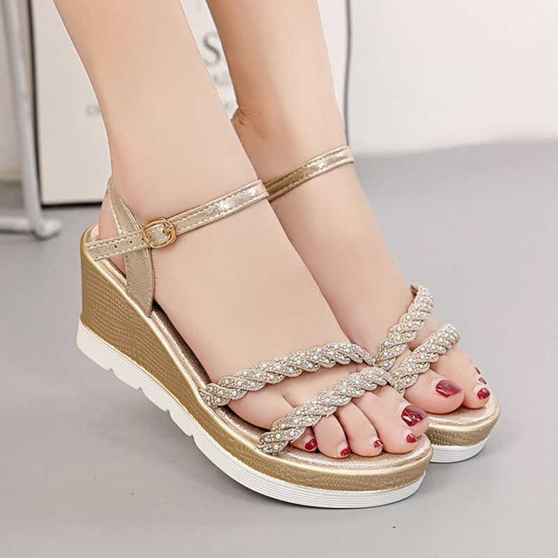 Sandals Sandalias Mujer 2023 Sandals Platform Women Ankle Strap Shoes Women Fashion High Heels Wedges Dress Party Shoes Open Toe Shoes AA230509