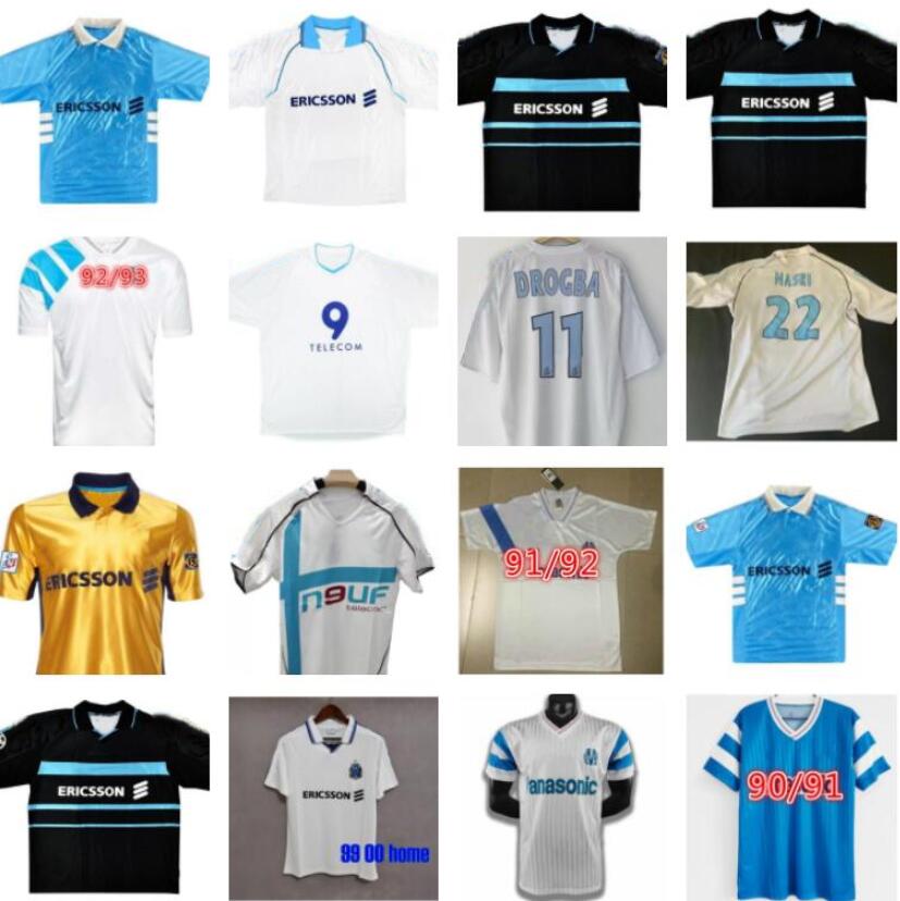 DROGBA DESCHAMPS PIRES Maillot de foot Marseille retro soccer jerseys 1990 91 92 93 98 99 2000 03 04 11 12 Classic vintage Football Shirt BOLI PAYET PAPIN REMY VOLLER
