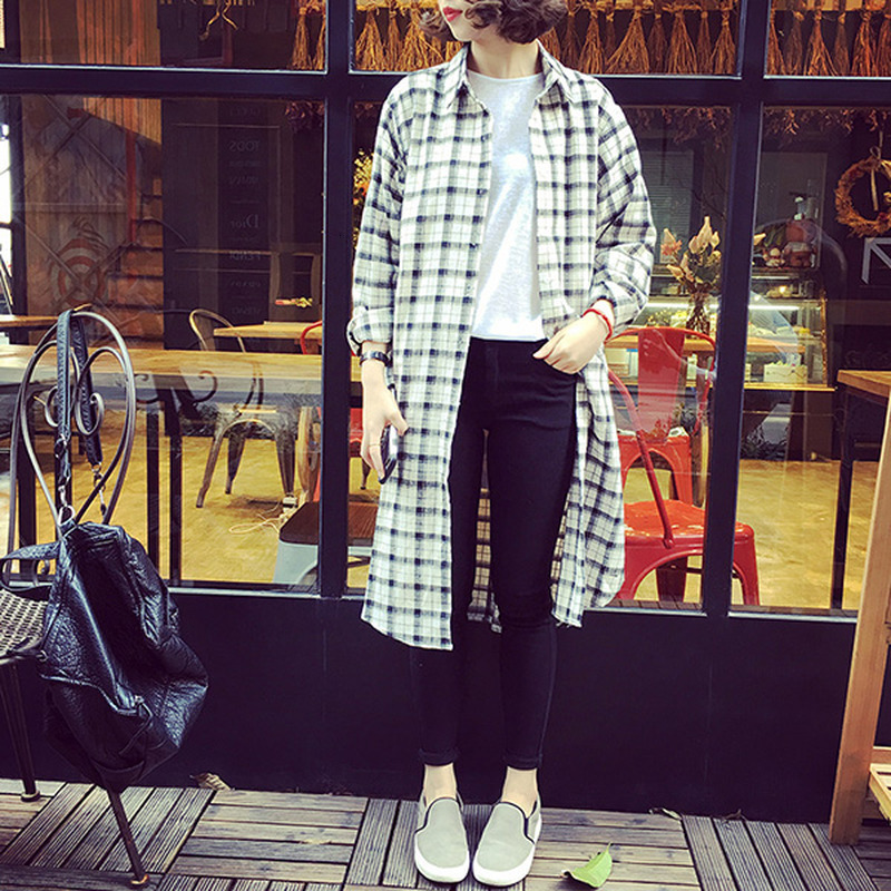 Women's Blouses Shirts Autumn Arrival Plus Size Thin Korean Blouse Flannel Loose Plaid Women Long Sleeve Casual Button Down 230510