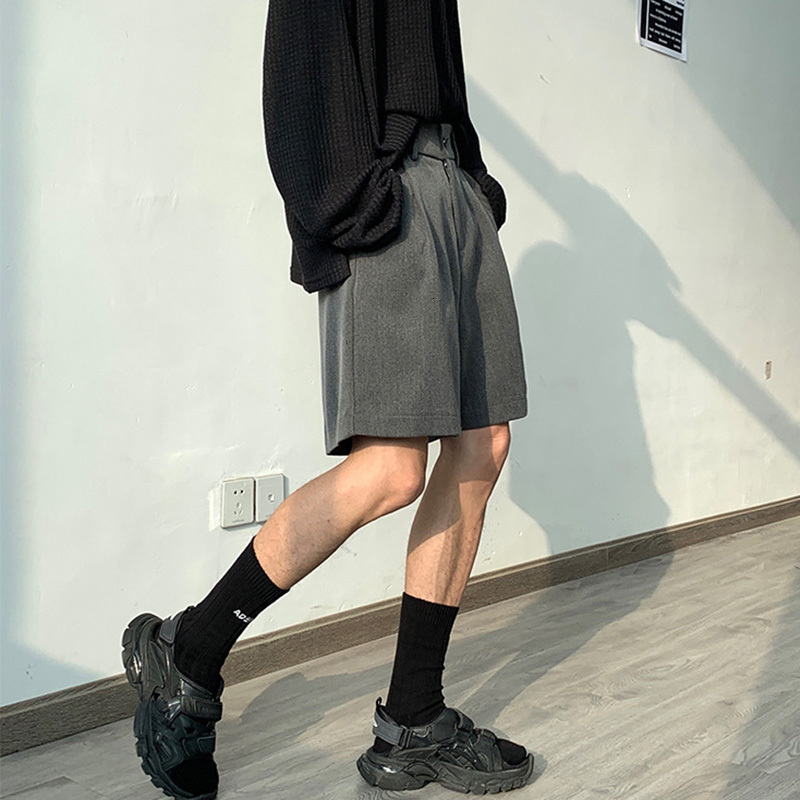 Men's Shorts Fashion Casual Men Summer Korean Chic Wide Leg Trousers Male Knee-Length Sashes Draped Loose Retro High Street 2300