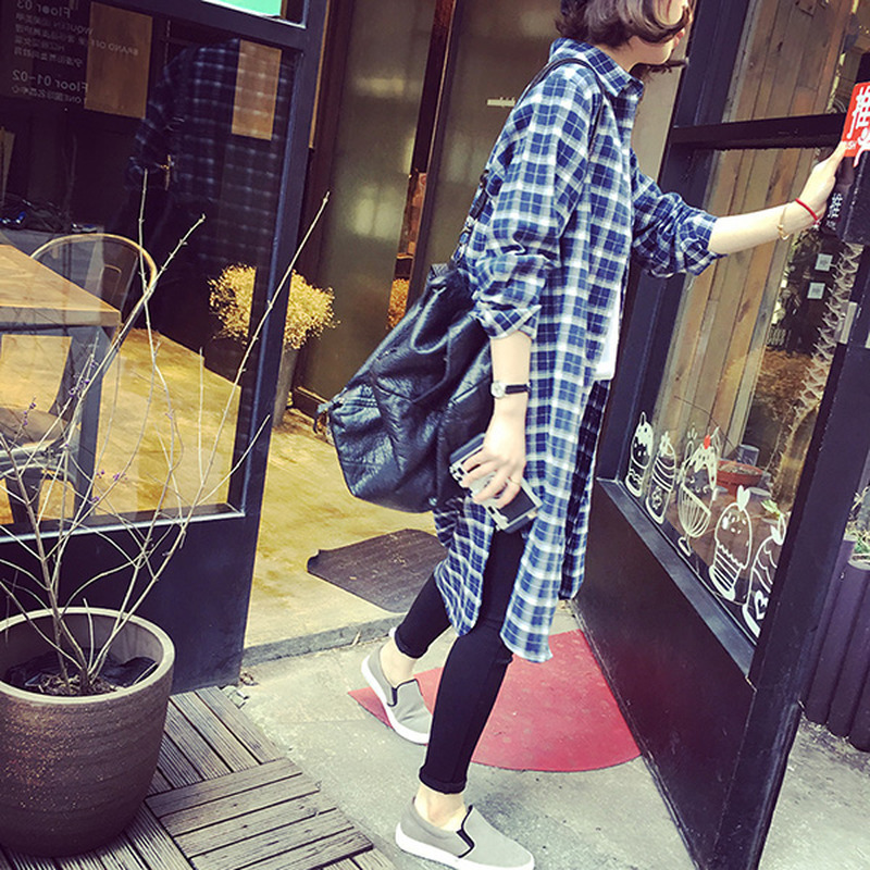 Women's Blouses Shirts Autumn Arrival Plus Size Thin Korean Blouse Flannel Loose Plaid Women Long Sleeve Casual Button Down 230510
