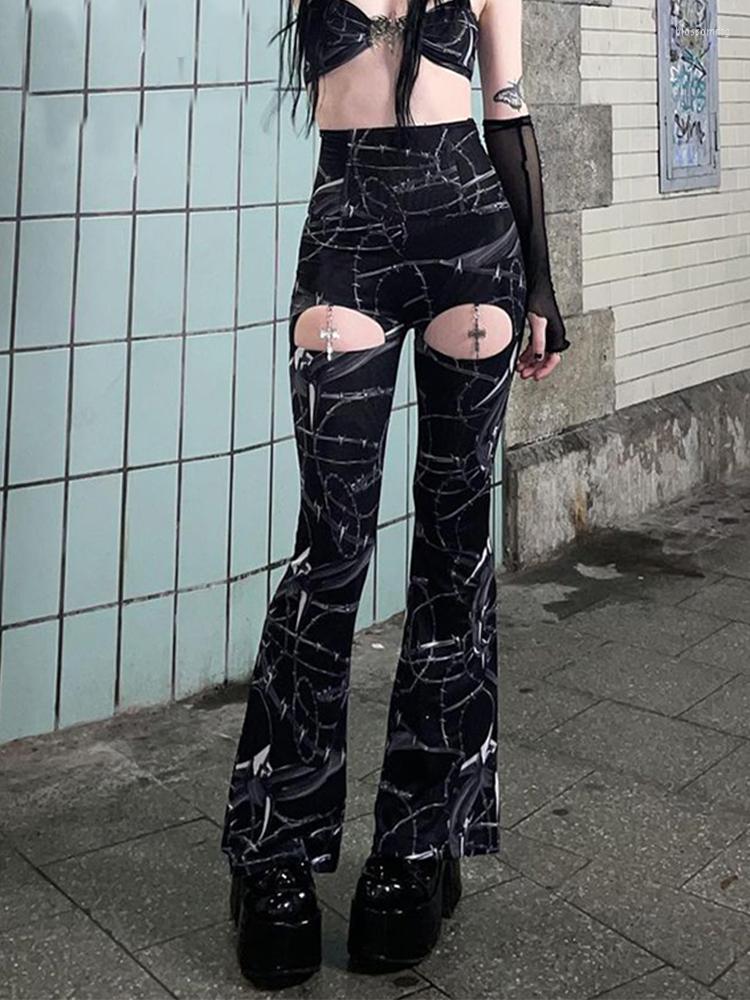 Women' Pants 2023 Y2K Gothic Punk Flare Women Harajuku Sexy Hollow Out Print High Waist Skinny Vintage Gypsy Bell Bottom Black Trousers
Women' Pants 2023 Y2K Gothic Punk Flare Women Harajuku Sexy Hollow Out Print High Waist Skinny Vintage Gypsy Bell Bottom Black Trousers
