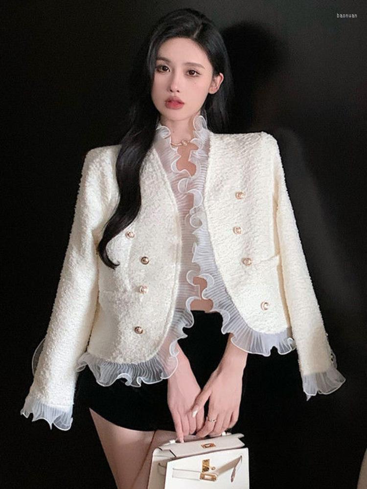 Women' Jackets Fall Winter Small Fragrance Tweed Jacket Coat Women French Vintage Ruffles Slim Coats Korean Fashion Elegant Outwear Tops, Black
Women' Jackets Fall Winter Small Fragrance Tweed Jacket Coat Women French Vintage Ruffles Slim Coats Korean Fashion Elegant Outwear Tops, Black