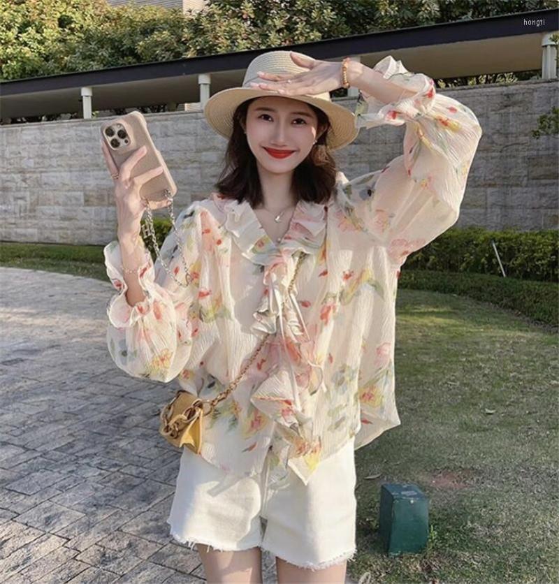 Women' Blouses Spring Chiffon Design Sense Ruffled Sweet Floral Print Butterfly Sleeve Fairycore Beach Shirts For Female Slim Elegant, Mixed color
Women' Blouses Spring Chiffon Design Sense Ruffled Sweet Floral Print Butterfly Sleeve Fairycore Beach Shirts For Female Slim Elegant, Mixed color