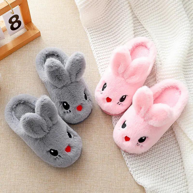 Slipper Children's Cotton Slippers Princess Warm Kids Winter Cute Rabbit Cartoon Indoor Furry Shoes Little Girl Soft Bottom Home Shoes 230510