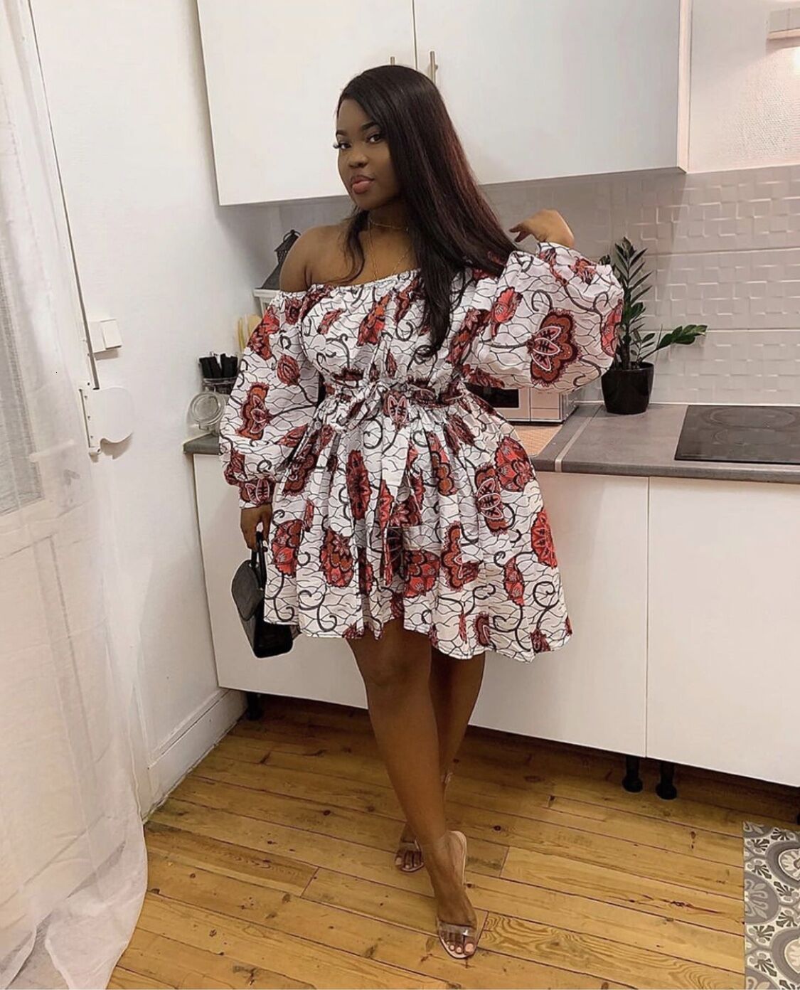 Ethnic Clothing African Cute Dress For Women Traditional Dashiki Ankara Bandage Summer Dresses Off Shoulder Print Ball Gown 230510