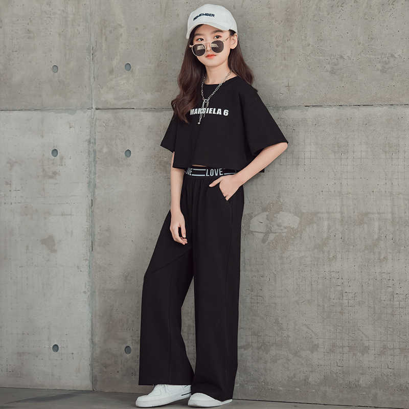 Clothing Sets Summer Teen Girls Children Fashion Letter Tops + Pants 2Pcs Outfits Kids Tracksuit 5 6 7 8 9 10 11 12 13 14 Years Y23