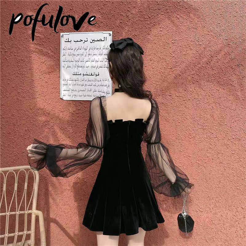 Casual Dresses Gaun Y2k Rok Mini Wanita Hitam Gaya Seksi Atasan Tabung Berlipat Tulle Lengan Panjang Bahu Terbuka Prom Pendek Musim Panas Gotik 230510