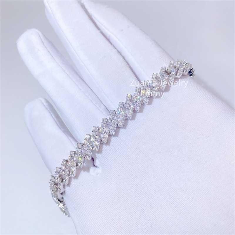 bracelet necklace mossanite Buss Down Stylish 10mm Hiphop Sterg Sier Hand Prong Setting Iced Out d Moissanite Dia Cuban k Chain Bracelet