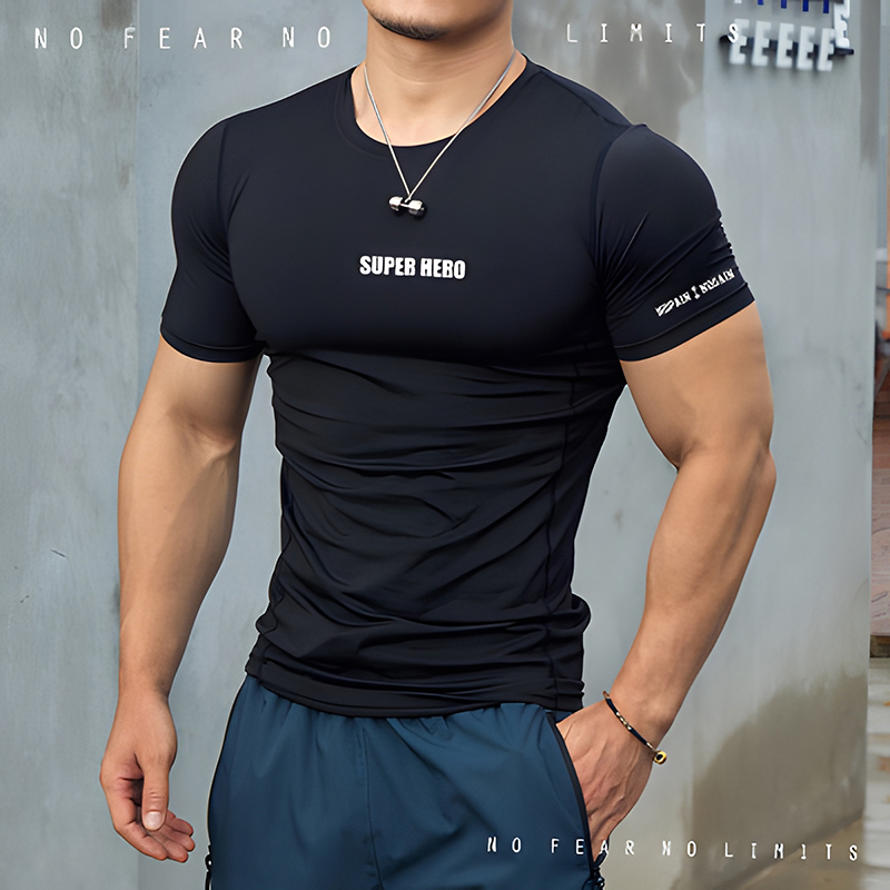 Men's T-Shirts Brief Men's Summer Casual Comfortable Tight-Fitting Sports Gym Sportswear Quick-Drying Breathable Shirt Oversized T- Shirt 23