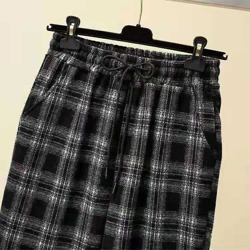 Women's Capris Autumn Winter Loose Casual Vintage Plaid Print Straight Pants Women Fashion Trend All-match Bloomers Ladies ity Trousers 230510 Z2