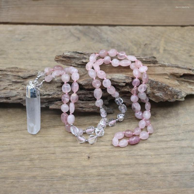 Pendant Necklaces Raw Crystal Point Silvery Pendants Knotted Handmade Rose Quartz Chips Beads Yoga Necklace Mala Women Jewelry Wholesales
Pendant Necklaces Raw Crystal Point Silvery Pendants Knotted Handmade Rose Quartz Chips Beads Yoga Necklace Mala Women Jewelry Wholesales
