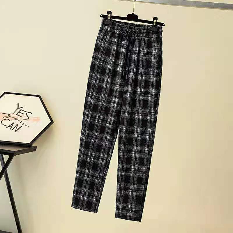 Women's Capris Autumn Winter Loose Casual Vintage Plaid Print Straight Pants Women Fashion Trend All-match Bloomers Ladies ity Trousers 230510 Z2